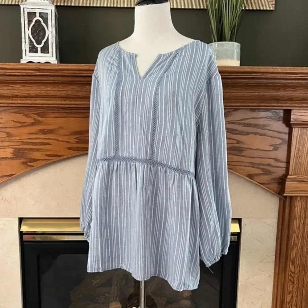 NEW Fever 3/4‎ Sleeve Bohemian Peasant Coastal Blouse Sz. XXL
